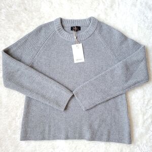NWT Quince 100% Mongolian Cashmere Fisherman Crewneck Sweater Heather Grey - S